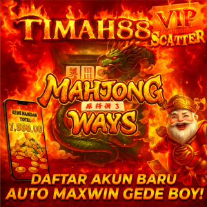 Banner TIMAH88 permainan Mahjong Ways 3 dengan jackpot dan promo member baru