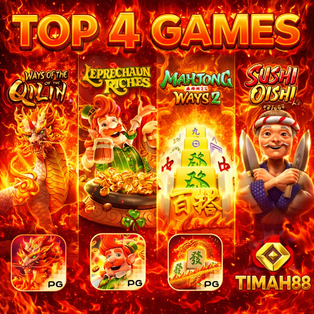 TIMAH Top 4 Games dengan tampilan merah berapi dan visual keren